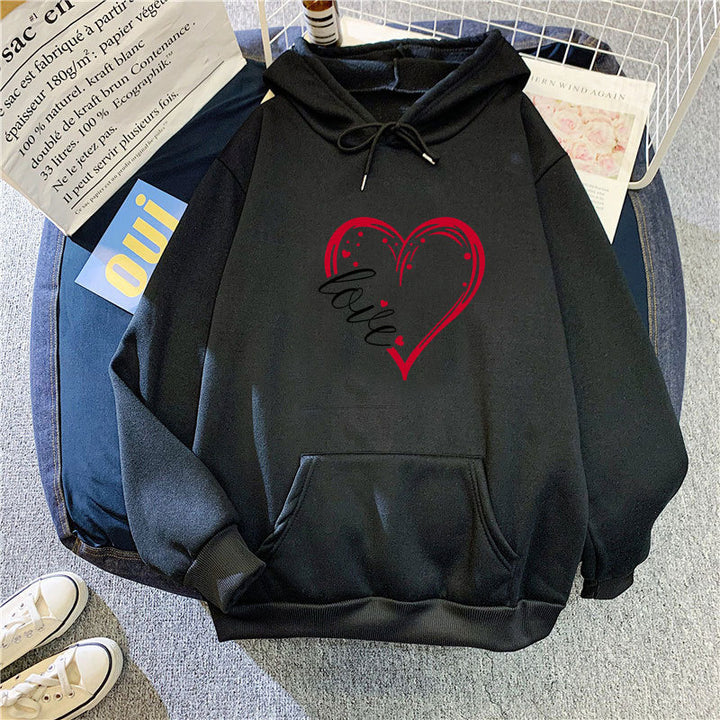 Damen Kapuzenpullover mit romantischem Herz-Design und hochwertigem Fleece Drune