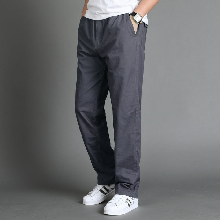 Herren Lässige Canvas-Chinohose mit elastischem Tunnelzugbund, aufgesetzten Taschen & geradem Bein Drune