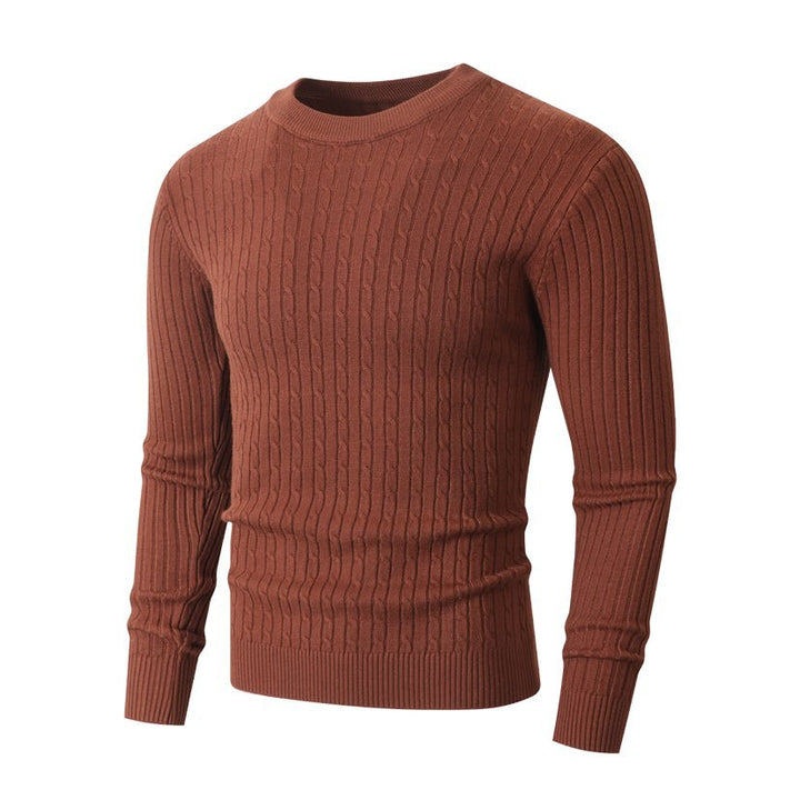Herren Merino-Mix Feinstrickpullover mit Zopfmuster, Rippbündchen und schmaler Silhouette Drune