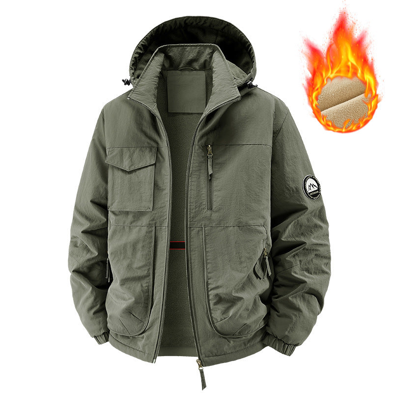 Herren Gefütterte Outdoorjacke mit Fleece-Innenfutter und multifunktionalen Utility-Taschen Drune