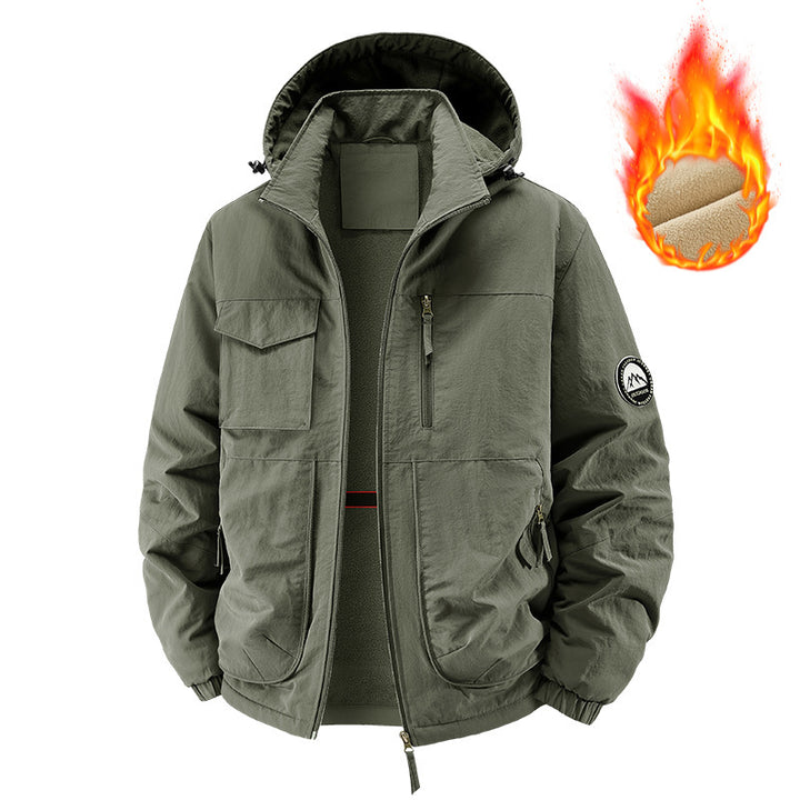 Herren Gefütterte Outdoorjacke mit Fleece-Innenfutter und multifunktionalen Utility-Taschen Drune
