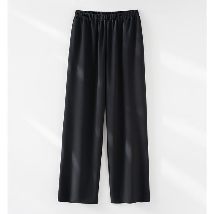 Damen Weite Satin-Hose mit Elastikbund und fließender Palazzo-Silhouette Drune