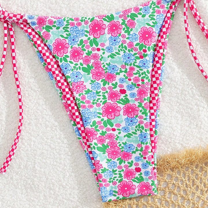 Damen Floral Bikini mit verstellbaren Bindegurten Drune