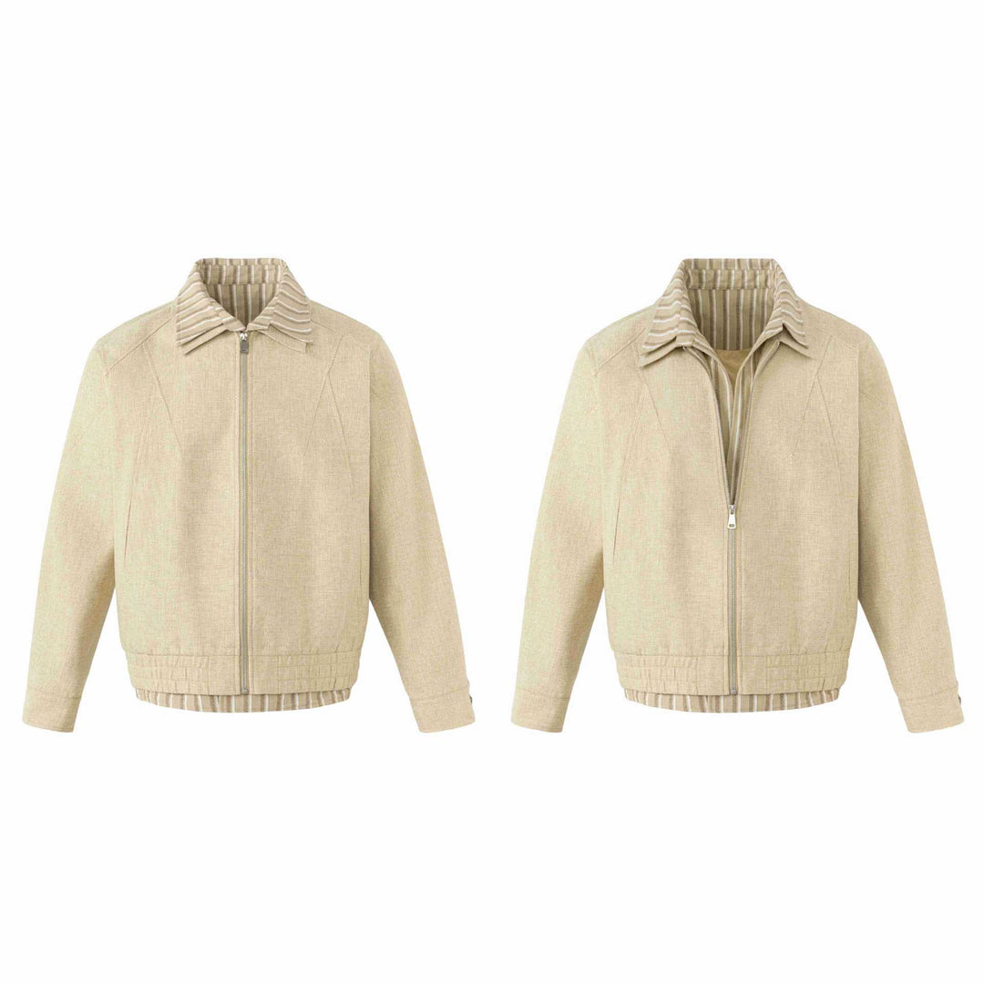 Damen Leichte Boxy‑Blousonjacke aus Leinenoptik mit gestreiftem Innenkragen Drune