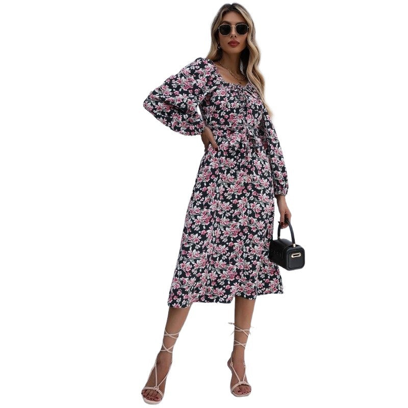 Damen Floral Maxikleid mit Rüschendetails Drune