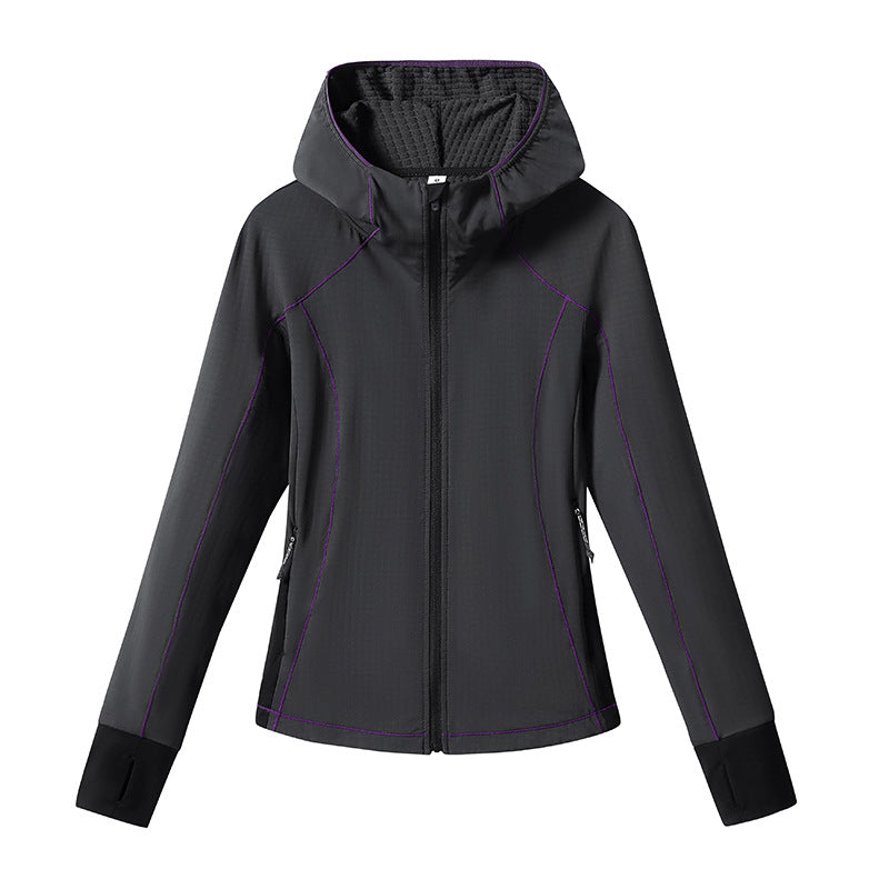 Damen Leichte Softshell-Kapuzenjacke mit ergonomischen Kontrastnähten und Daumenloch Drune