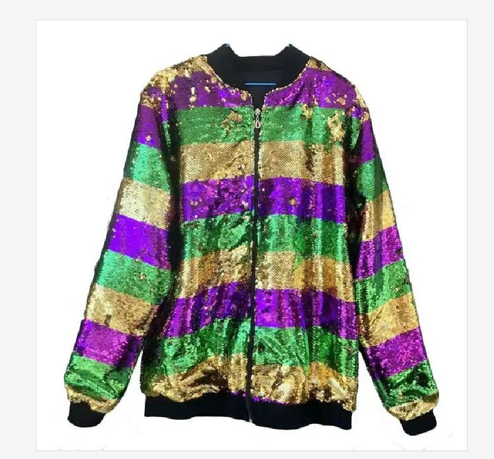 Damen Glitzernde Bomberjacke mit multicolore Pailletten Drune