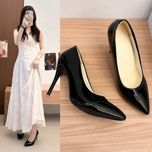Damen Elegante Lackpumps mit spitz zulaufender Zehenpartie, gepolsterter Komfortsohle und schlankem Stiletto Drune