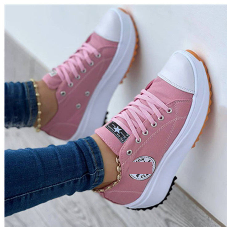 Damen Plateau-Canvas-Sneaker mit profilierter Gummilaufsohle und gepolstertem Komfortfußbett Drune