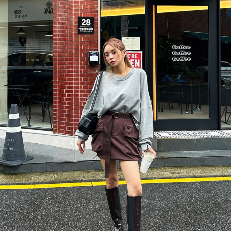 Damen lässiger oversized Pullover mit voluminösen Ärmeln Drune