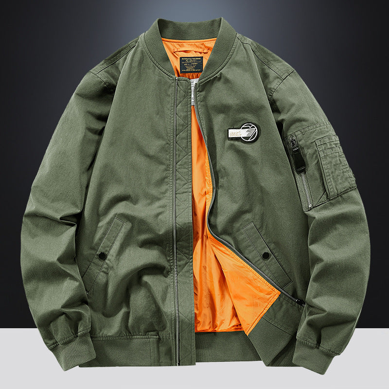 Herren Bomberjacke im Fliegerstil mit kontrastierendem Innenfutter und Ärmeltasche Drune