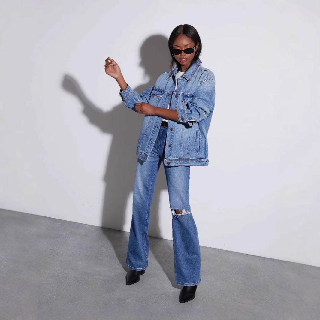 Damen Oversized Denimjacke im modernen Streetstyle mit lässigem Schnitt Drune