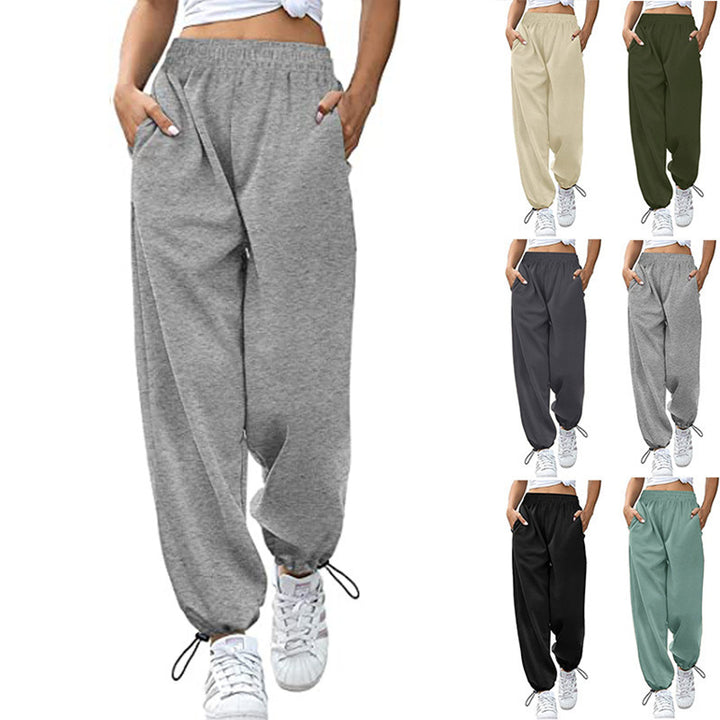Damen Hohe Taille Entspannte Passform Jogginghose Drune