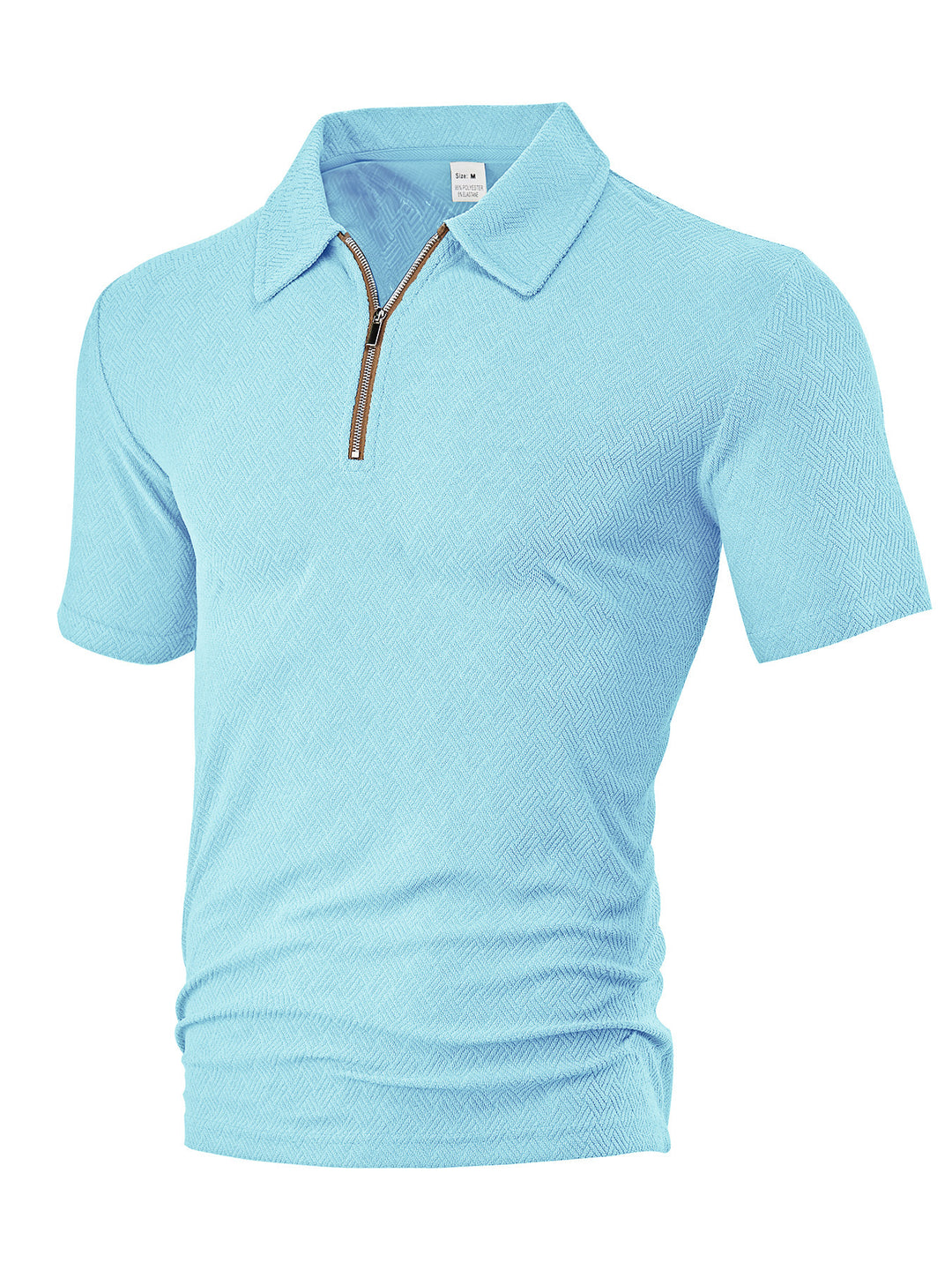 Herren nan schmal geschnittenes Halbzip-Polo mit feiner Fischgrät-Jacquardstruktur Drune