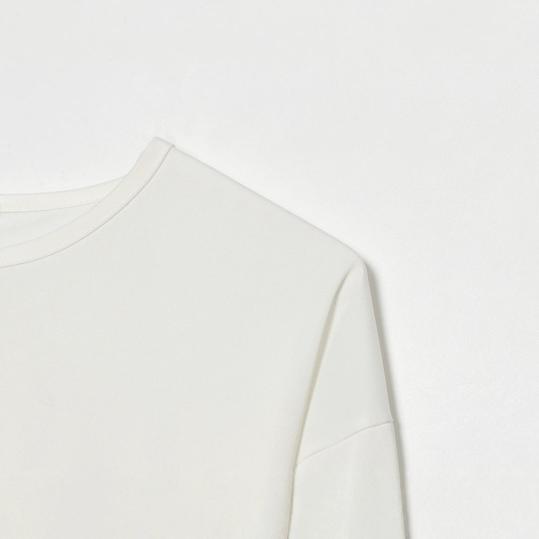 Damen Langarmshirt mit asymmetrischem Saum und Spitzenbesatz Drune