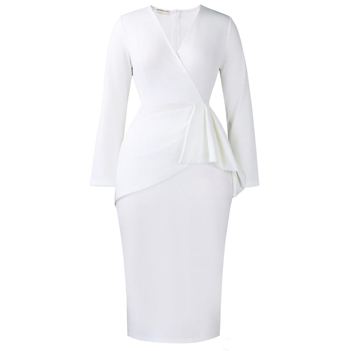 Damen Wickelkleid mit elegantem Schnitt und asymmetrischen Rüschen Drune