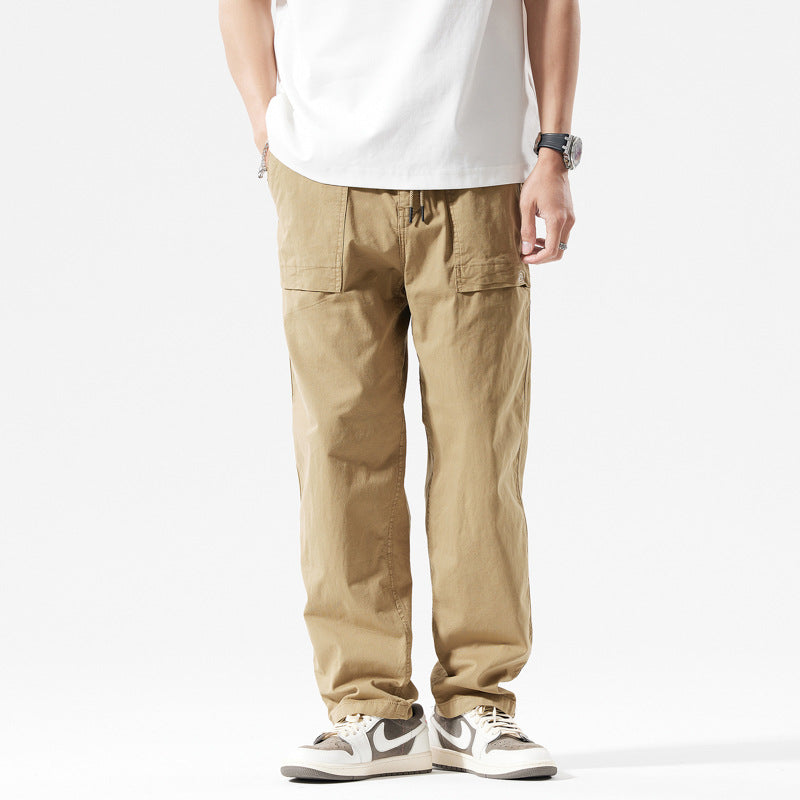 Herren Baggy-Cargo-Hose im Workwear-Look mit elastischem Kordelbund, aufgesetzten Klapptaschen und verstärkten Nähten Drune