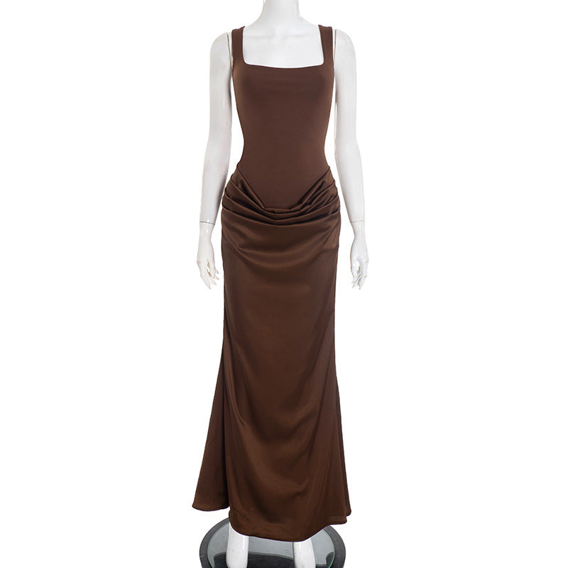 Damen Elegantes Maxikleid mit drapiertem Oberteil und schmalem Schnitt Drune