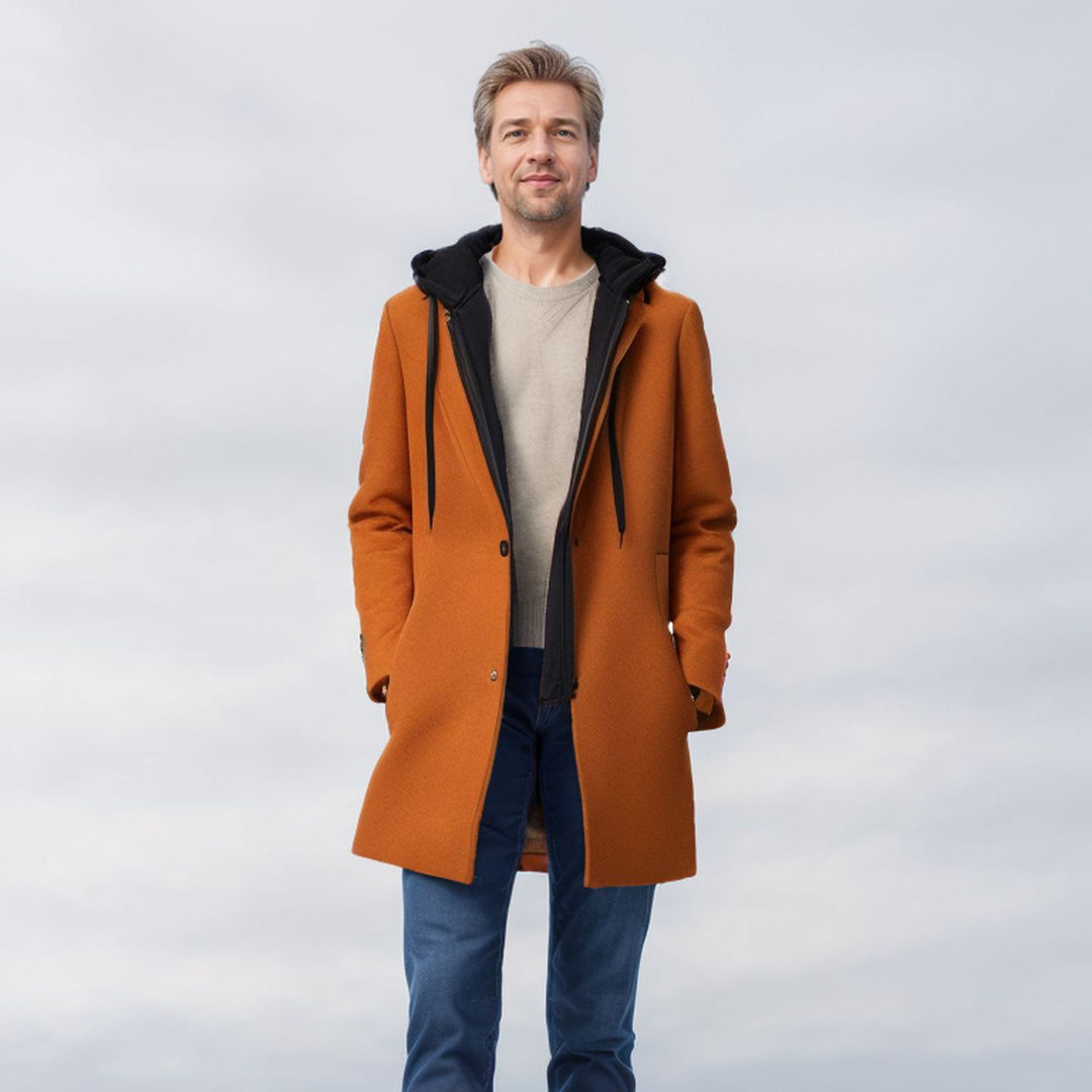 Damen eleganter Mantel mit abnehmbarer Kapuze und sportlichen Akzenten Drune