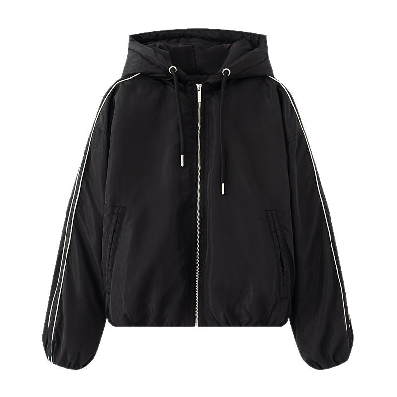 Damen sportliche Übergangsjacke mit Kapuze und seitlichen Reißverschlüssen Drune