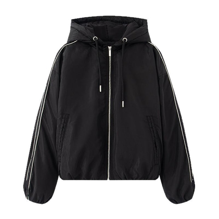 Damen sportliche Übergangsjacke mit Kapuze und seitlichen Reißverschlüssen Drune
