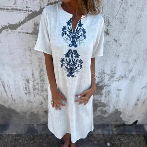 Damen Sommerliches Kleid mit aufwendiger Stickerei Drune