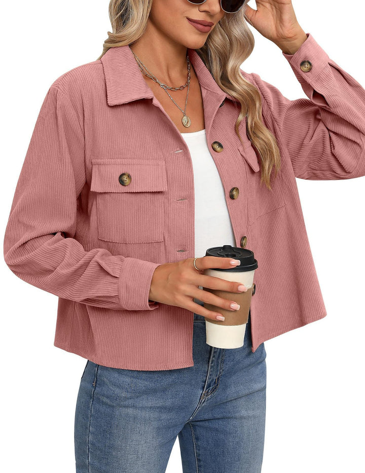 Damen Cordjacke mit zwei Brusttaschen Drune