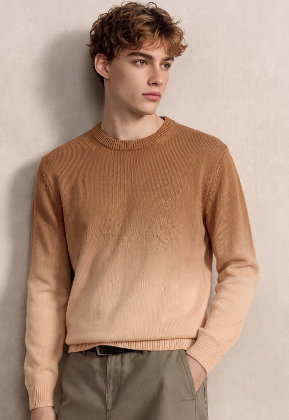 Herren Feinstrick-Pullover mit Dip-Dye-Effekt und Rundhalsausschnitt Drune