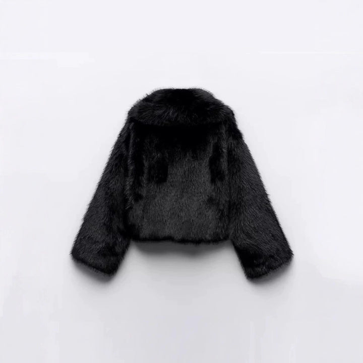 Damen Kurzer Cropped-Kunstpelzblouson mit voluminösem Schalkragen und weicher Innenfütterung Drune