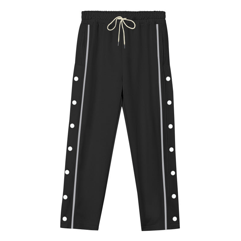 Unisex nan leichte Sport-Trainingshose mit Druckknopfleiste und elastischem Kordelbund Drune