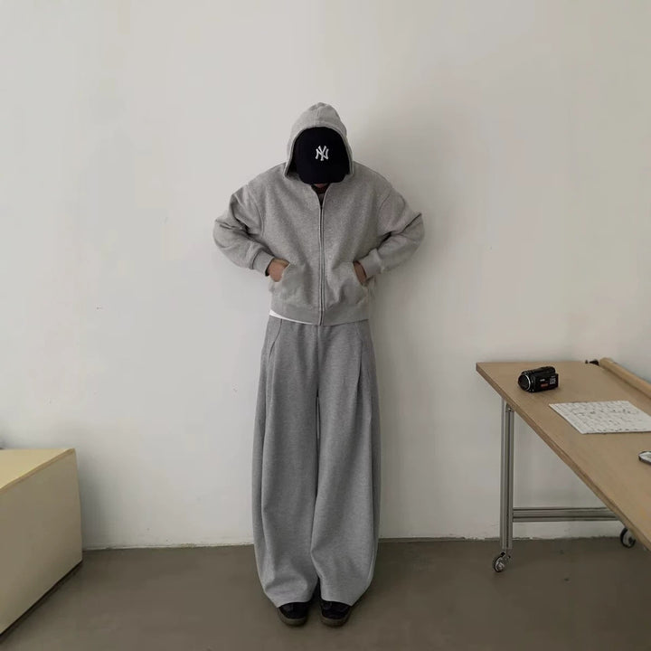 Damen Modisches Oversized Hoodie und Weitbein-Hosen Set Drune