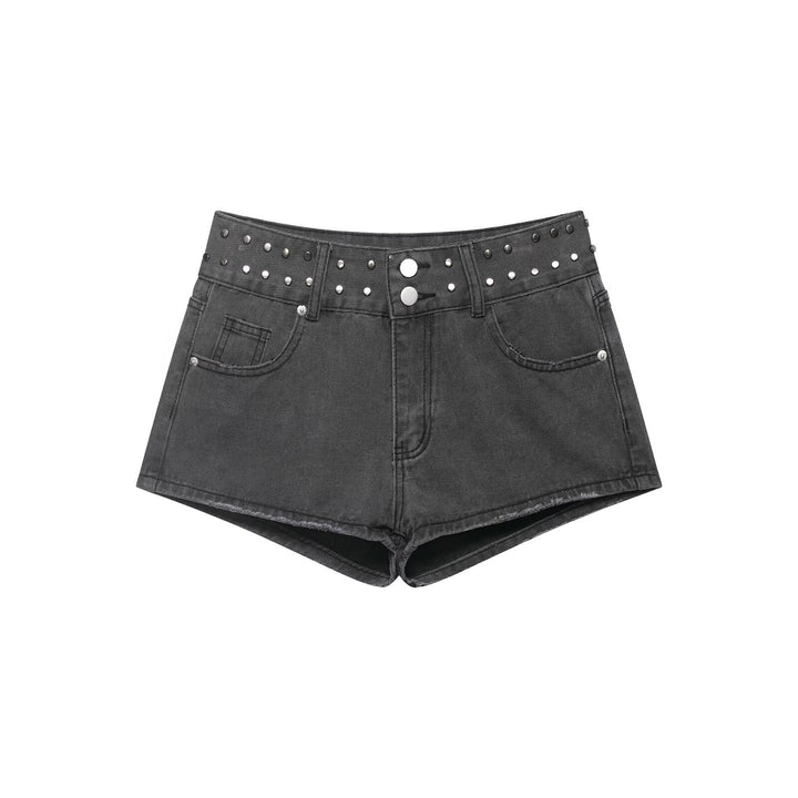 Damen Jeans-Shorts mit dekorativen Nieten Drune