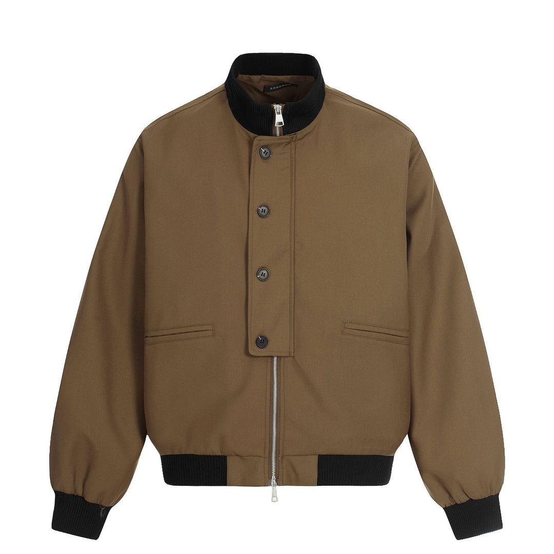 Unisex Kurze Boxy‑Bomberjacke mit verdeckter Reißverschluss‑Front und hohem Rippkragen Drune