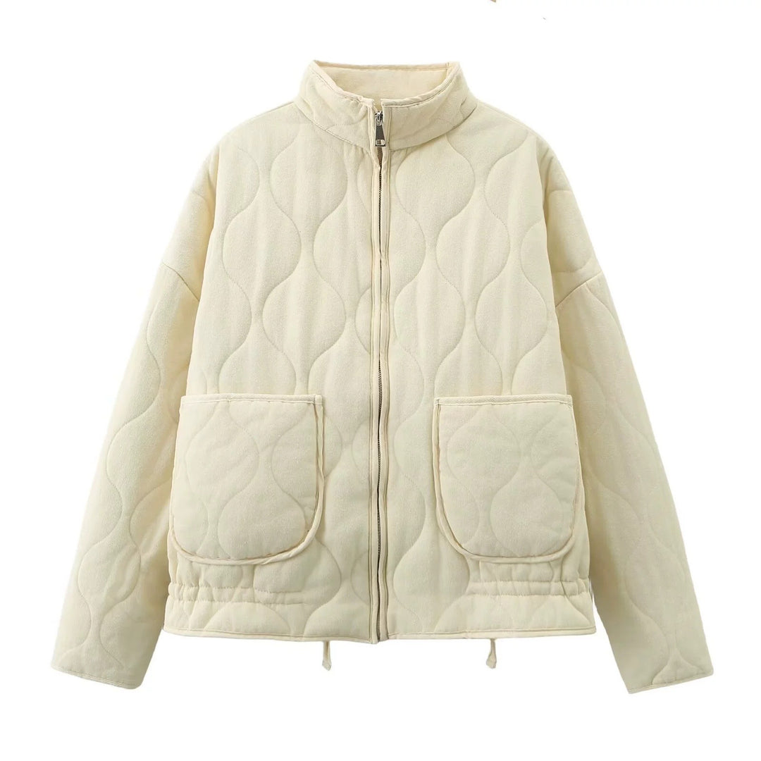 Unisex Stepp-Überjacke mit Stehkragen, aufgesetzten Taschen und Kordelzug Drune