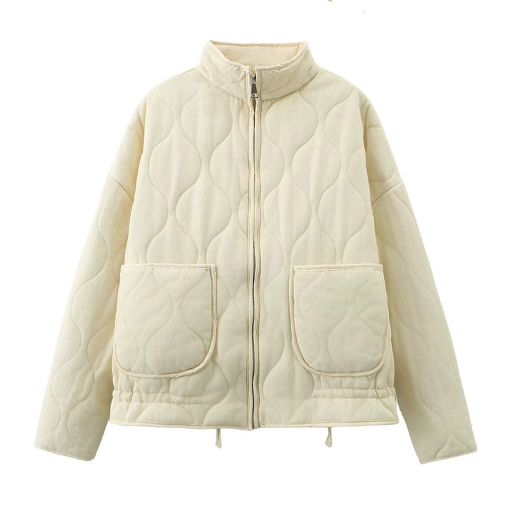 Unisex Stepp-Überjacke mit Stehkragen, aufgesetzten Taschen und Kordelzug Drune