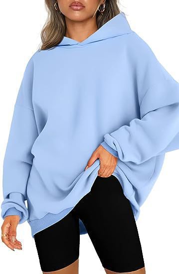 Damen nan Oversize-Kapuzenpullover im Longline-Schnitt mit Raglanärmeln und weichem Innenfutter Drune