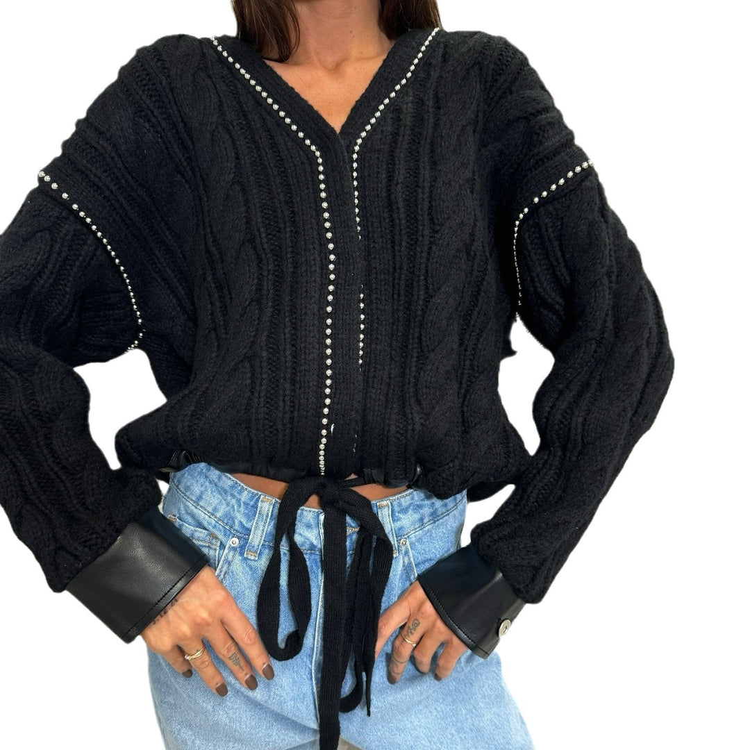 Damen Modischer Strickpullover mit Statement-Print Drune