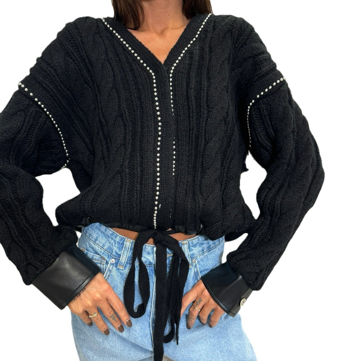 Damen Modischer Strickpullover mit Statement-Print Drune