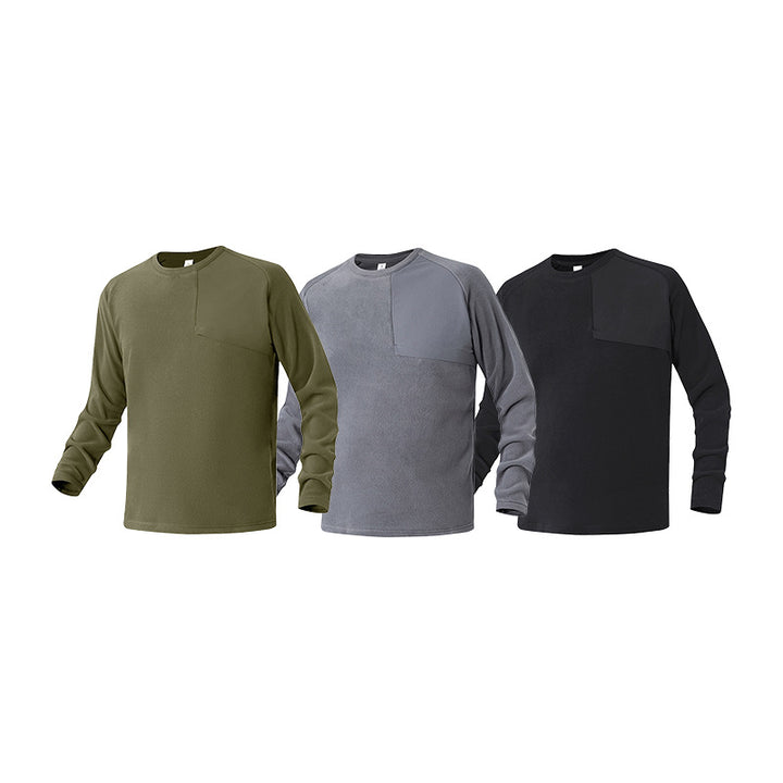 Herren Fleece-Langarmshirt mit asymmetrischer Brustpasse und leichtem Stretch Drune