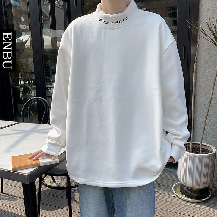 Herren Oversized Stehkragen-Sweatshirt aus Baumwoll-Mix mit Drop-Shoulder Drune