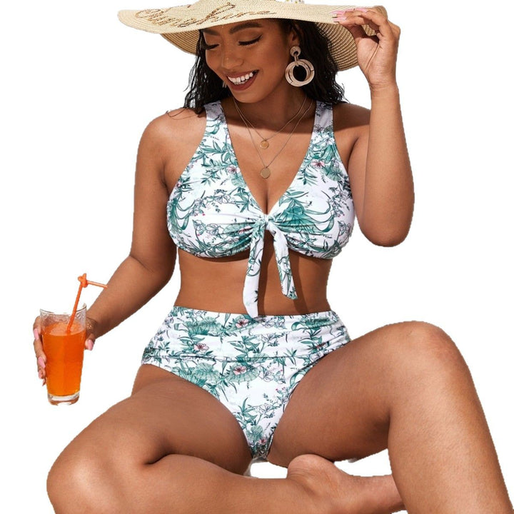 Damen Hochtailliertes Bikini-Set mit floralem Design Drune
