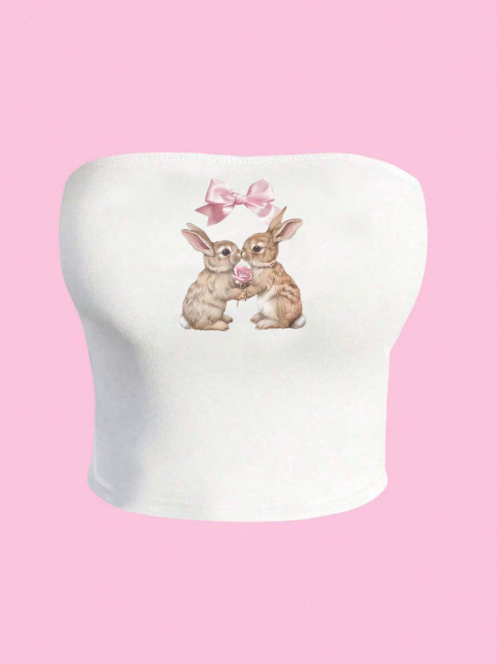Damen Bandeau-Top mit auffälligem Statement-Aufdruck Drune