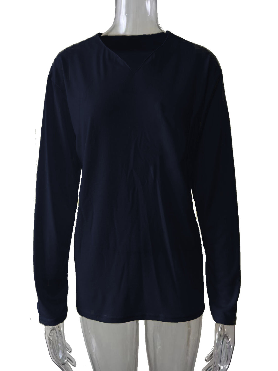 Damen nan legeres Langarmshirt mit V-Notch-Ausschnitt, Brusttasche und lockerer Oversize-Passform Drune