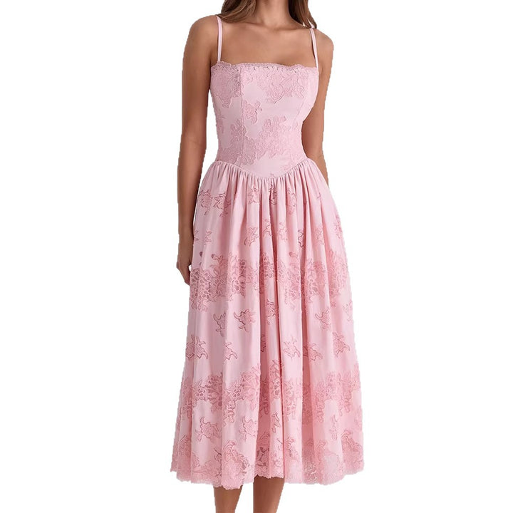 Damen Elegantes Maxikleid mit zarten Spitzenapplikationen Drune
