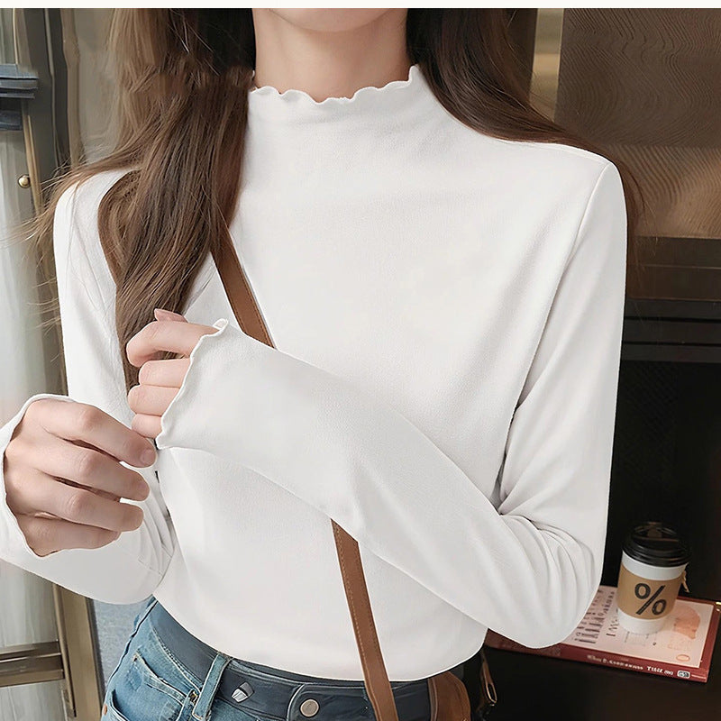 Damen elegantes Langarmshirt mit Rüschendetails Drune