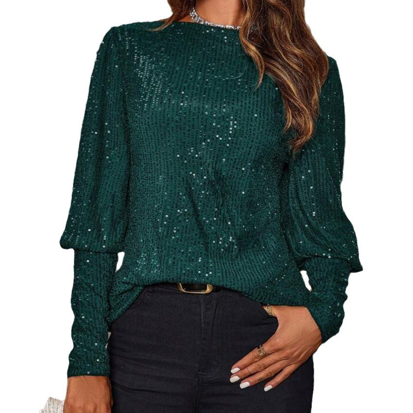 Damen Glitzerndes Langarmshirt mit strukturiertem Design Drune