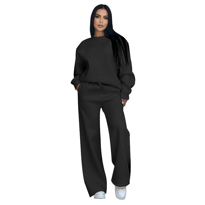 Damen nan Lounge-Set mit Oversize-Rundhalsausschnitt und hochgeschnittener Jogginghose mit weitem Bein Drune