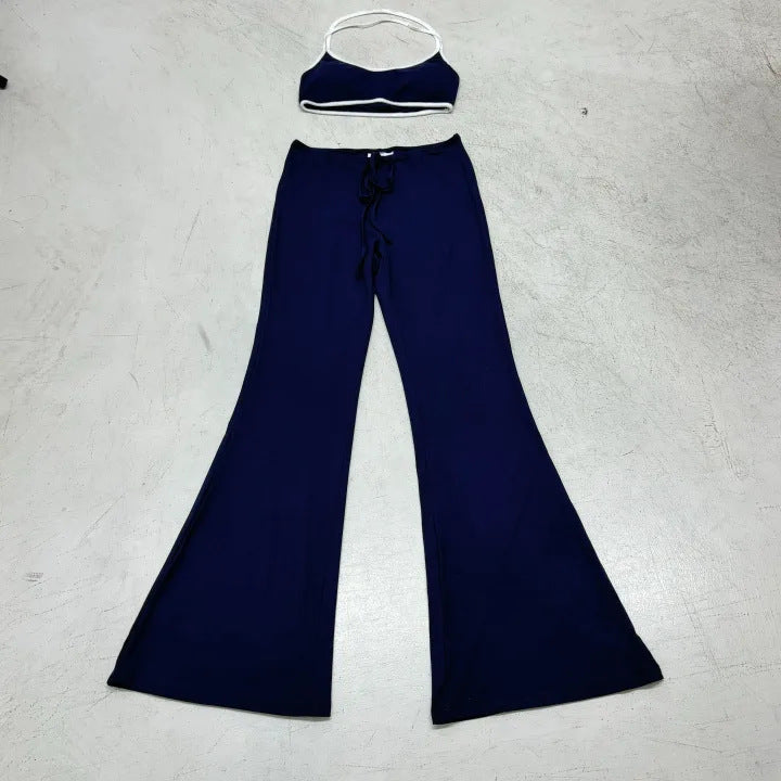 Damen modisches Set mit flared Hose und sportlichem Oberteil Drune