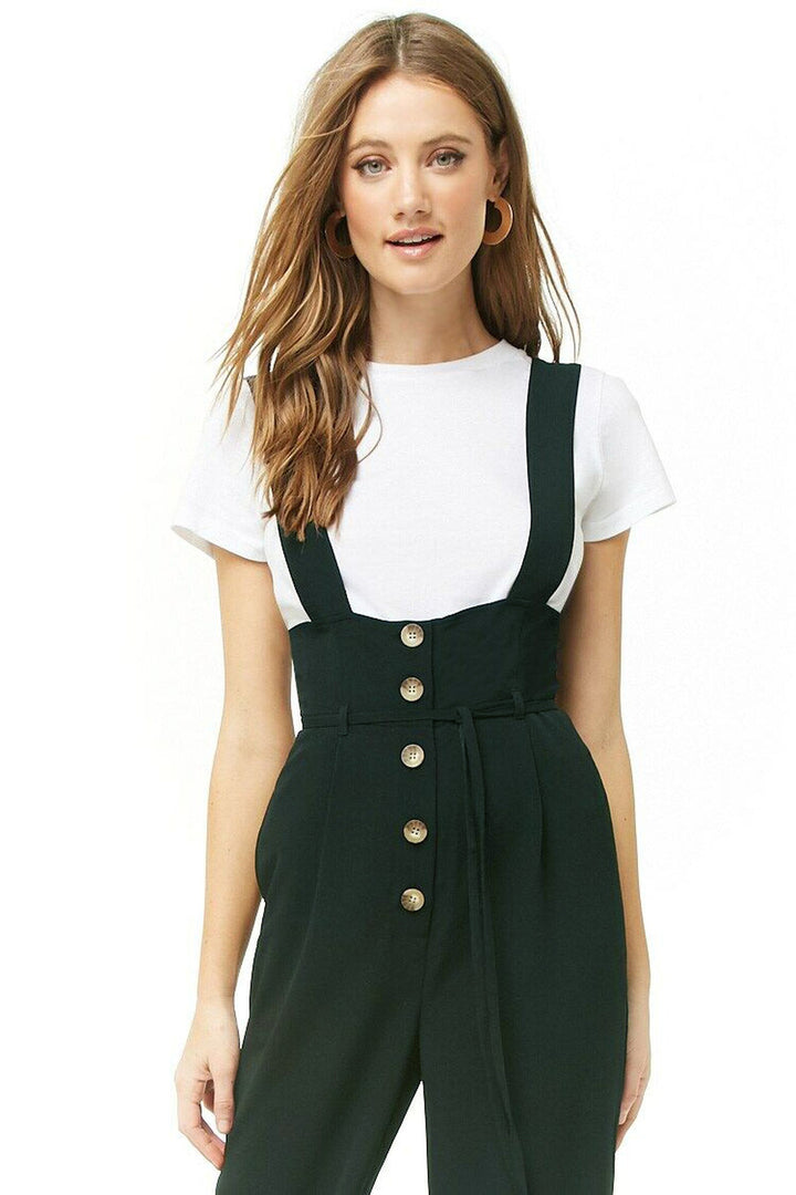 Damen Hochwertiger Jumpsuit mit blickdichten Trägern und Knopfdetail Drune