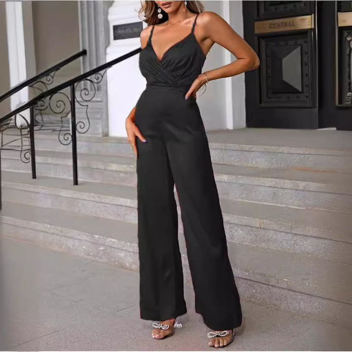 Damen eleganter Jumpsuit mit schmalen Trägern und einem fließenden Schnitt Drune